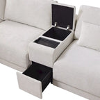 Canapé d'angle en chenille 4 places de 315 cm avec console de rangement - Style moderne