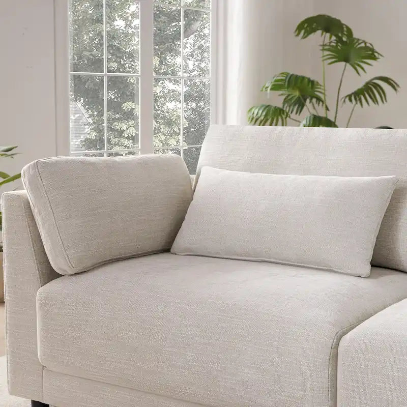 Canapé d'angle en chenille 4 places de 315 cm avec console de rangement - Style moderne