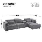 Canapé d'angle en chenille 4 places de 315 cm avec console de rangement - Style moderne
