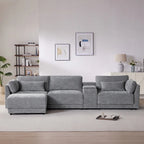 Canapé d'angle en chenille 4 places de 315 cm avec console de rangement - Style moderne
