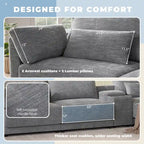 Canapé d'angle en chenille 4 places de 315 cm avec console de rangement - Style moderne