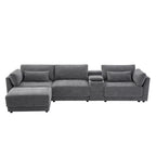 Canapé d'angle en chenille 4 places de 315 cm avec console de rangement - Style moderne