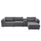 Canapé d'angle en chenille 4 places de 315 cm avec console de rangement - Style moderne