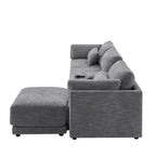 Canapé d'angle en chenille 4 places de 315 cm avec console de rangement - Style moderne