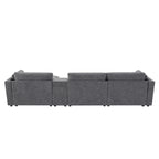 Canapé d'angle en chenille 4 places de 315 cm avec console de rangement - Style moderne