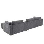 Canapé d'angle en chenille 4 places de 315 cm avec console de rangement - Style moderne