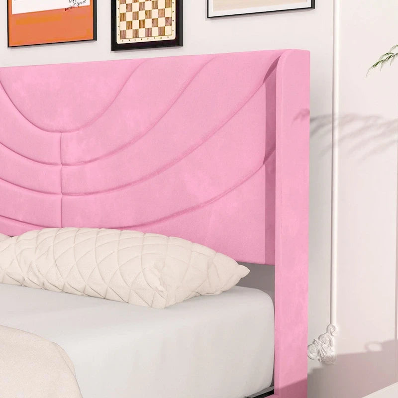 Cadre de lit rembourré avec tête de lit et 4 tiroirs de rangement - Aucun sommier tapissier requis