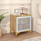 Table de chevet avec surface effet marbre et tiroir de rangement - Table de nuit moderne