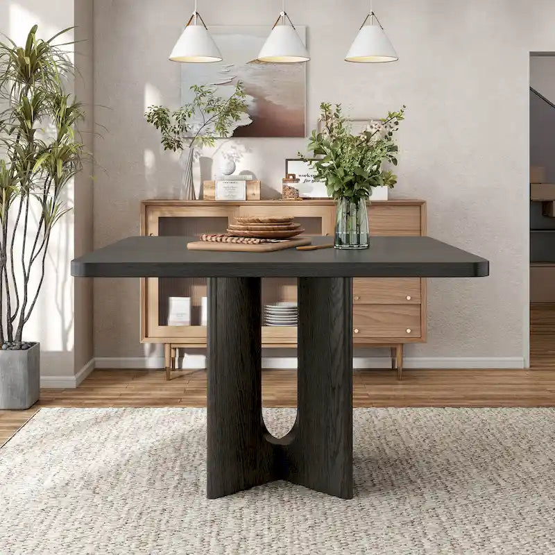 Table à manger carrée en bois massif de 54 pouces, hauteur comptoir - Style moderne
