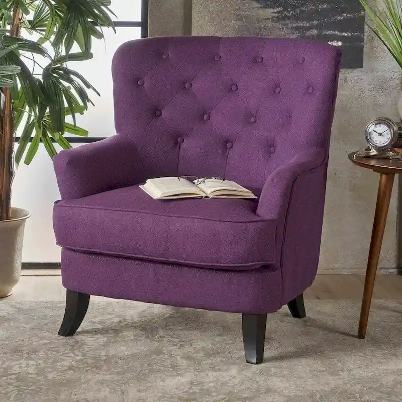 Fauteuil club en tissu capitonné - Fauteuil d'appoint capitonné pour salon