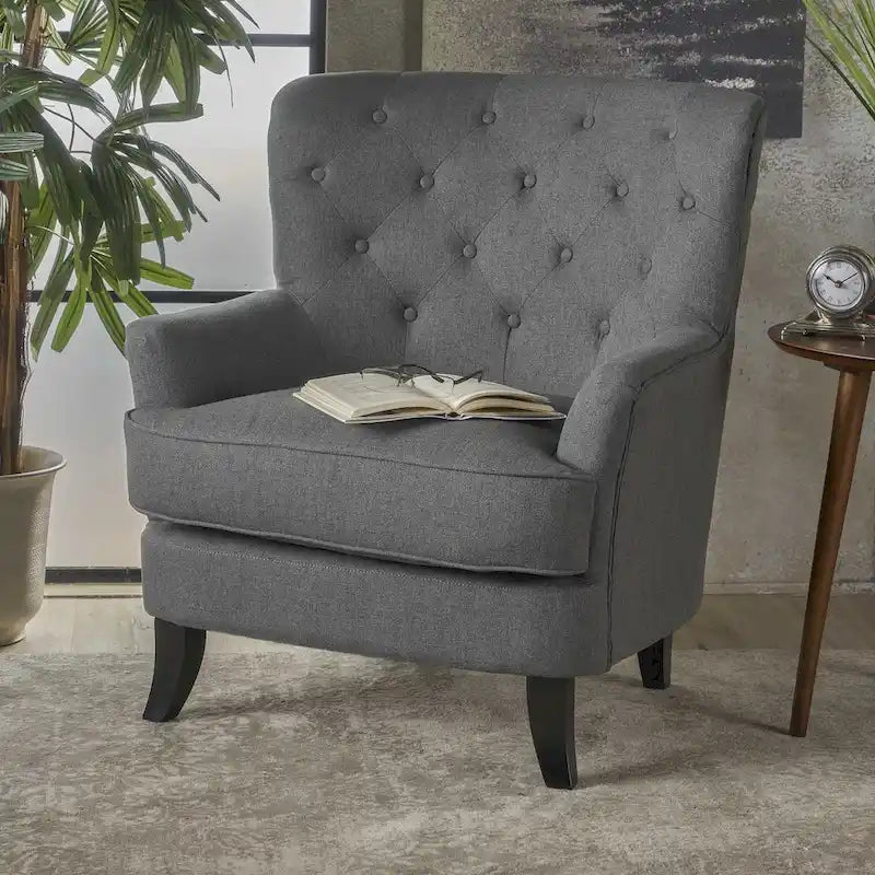 Fauteuil club en tissu capitonné - Fauteuil d'appoint capitonné pour salon