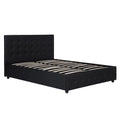 Lit plateforme moderne en similicuir noir – Meuble de chambre