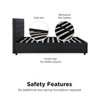 Lit plateforme moderne en similicuir noir – Meuble de chambre