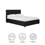 Lit plateforme moderne en similicuir noir – Meuble de chambre