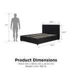 Lit plateforme moderne en similicuir noir – Meuble de chambre
