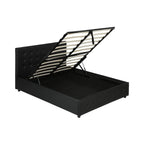 Lit plateforme moderne en similicuir noir – Meuble de chambre
