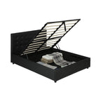 Lit plateforme moderne en similicuir noir – Meuble de chambre