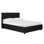 Lit plateforme moderne en similicuir noir – Meuble de chambre
