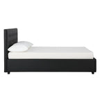 Lit plateforme moderne en similicuir noir – Meuble de chambre