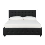 Lit plateforme moderne en similicuir noir – Meuble de chambre