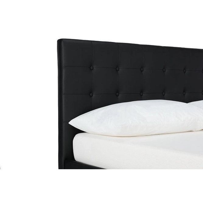 Lit plateforme moderne en similicuir noir – Meuble de chambre