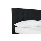 Lit plateforme moderne en similicuir noir – Meuble de chambre