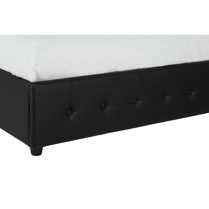 Lit plateforme moderne en similicuir noir – Meuble de chambre