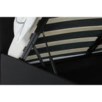 Lit plateforme moderne en similicuir noir – Meuble de chambre