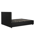 Lit plateforme moderne en similicuir noir – Meuble de chambre