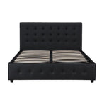 Lit plateforme moderne en similicuir noir – Meuble de chambre
