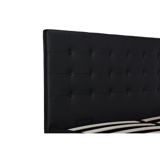 Lit plateforme moderne en similicuir noir – Meuble de chambre