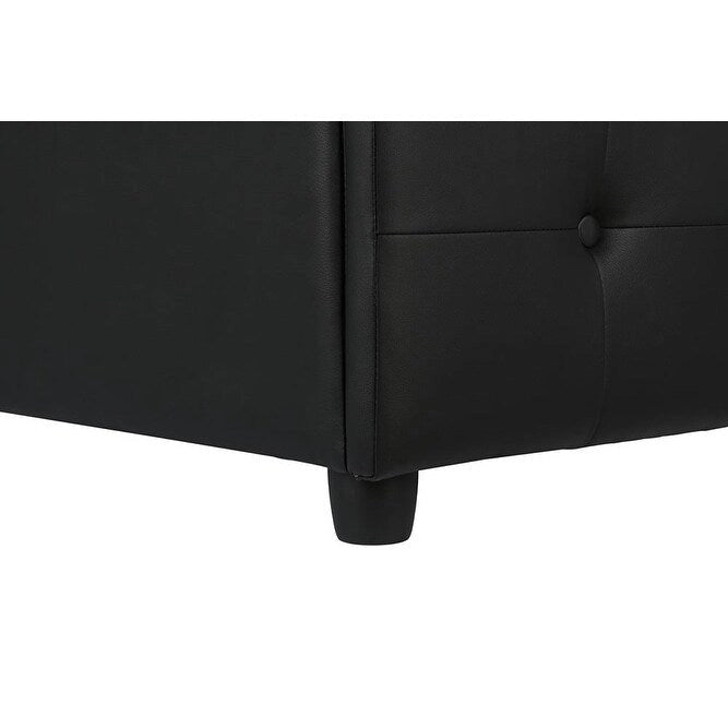 Lit plateforme moderne en similicuir noir – Meuble de chambre