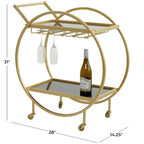 Chariot de rangement de bar à boissons à 3 niveaux en fer moderne contemporain - Or, argent ou noir mat