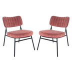 Lot de 2 fauteuils d'appoint en velours - Fauteuil rembourré moderne du milieu du siècle