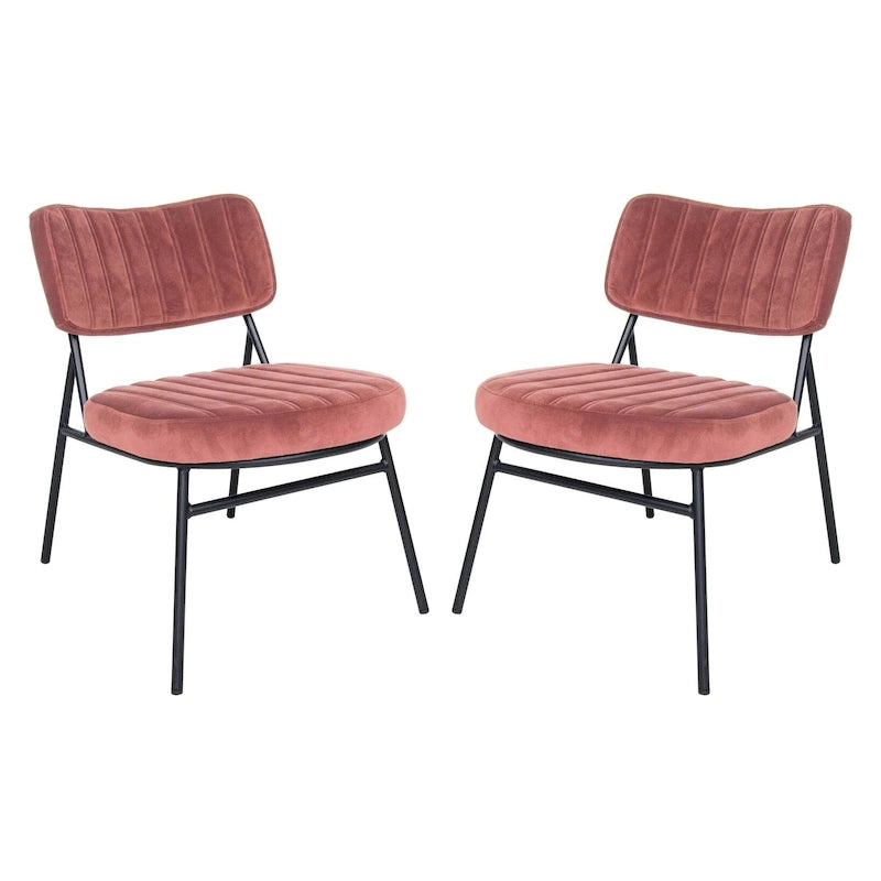 Lot de 2 fauteuils d'appoint en velours - Fauteuil rembourré moderne du milieu du siècle