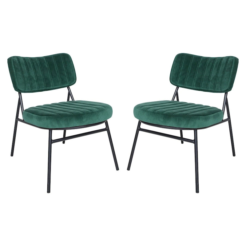 Lot de 2 fauteuils d'appoint en velours - Fauteuil rembourré moderne du milieu du siècle