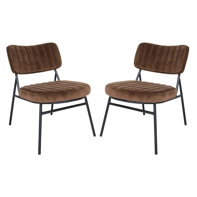 Lot de 2 fauteuils d'appoint en velours - Fauteuil rembourré moderne du milieu du siècle