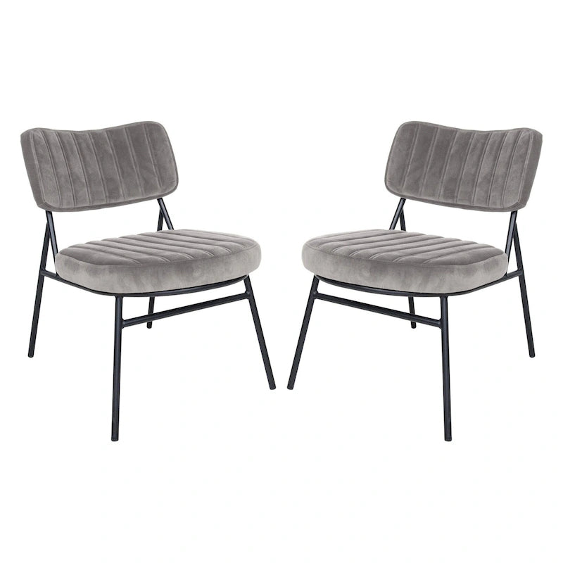 Lot de 2 fauteuils d'appoint en velours - Fauteuil rembourré moderne du milieu du siècle