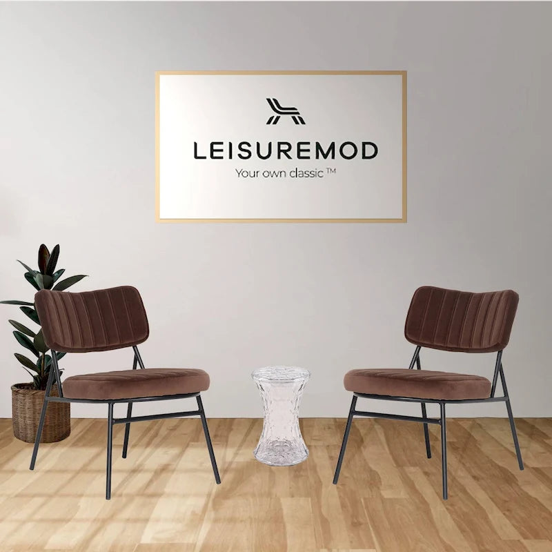 Lot de 2 fauteuils d'appoint en velours - Fauteuil rembourré moderne du milieu du siècle