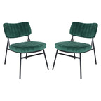 Lot de 2 fauteuils d'appoint en velours - Fauteuil rembourré moderne du milieu du siècle