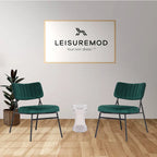 Lot de 2 fauteuils d'appoint en velours - Fauteuil rembourré moderne du milieu du siècle