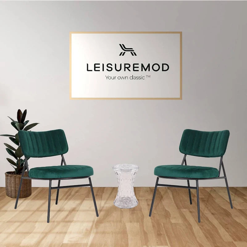 Lot de 2 fauteuils d'appoint en velours - Fauteuil rembourré moderne du milieu du siècle
