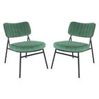 Lot de 2 fauteuils d'appoint en velours - Fauteuil rembourré moderne du milieu du siècle