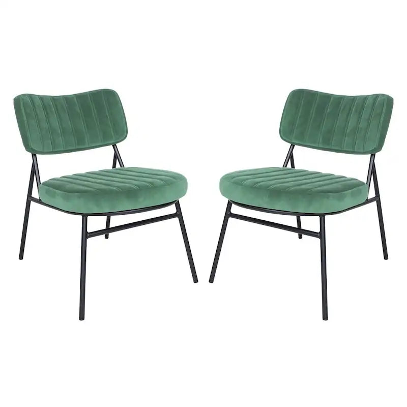 Lot de 2 fauteuils d'appoint en velours - Fauteuil rembourré moderne du milieu du siècle