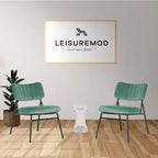 Lot de 2 fauteuils d'appoint en velours - Fauteuil rembourré moderne du milieu du siècle