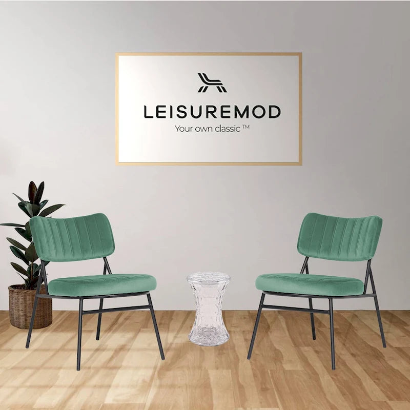 Lot de 2 fauteuils d'appoint en velours - Fauteuil rembourré moderne du milieu du siècle