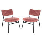 Lot de 2 fauteuils d'appoint en velours - Fauteuil rembourré moderne du milieu du siècle