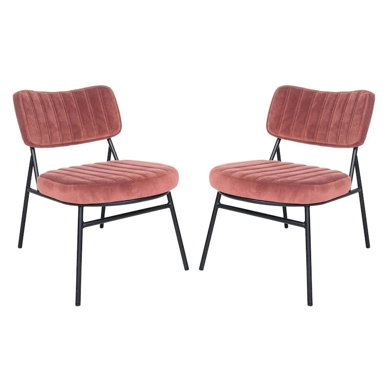 Lot de 2 fauteuils d'appoint en velours - Fauteuil rembourré moderne du milieu du siècle