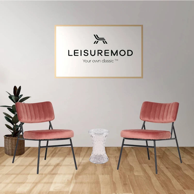 Lot de 2 fauteuils d'appoint en velours - Fauteuil rembourré moderne du milieu du siècle