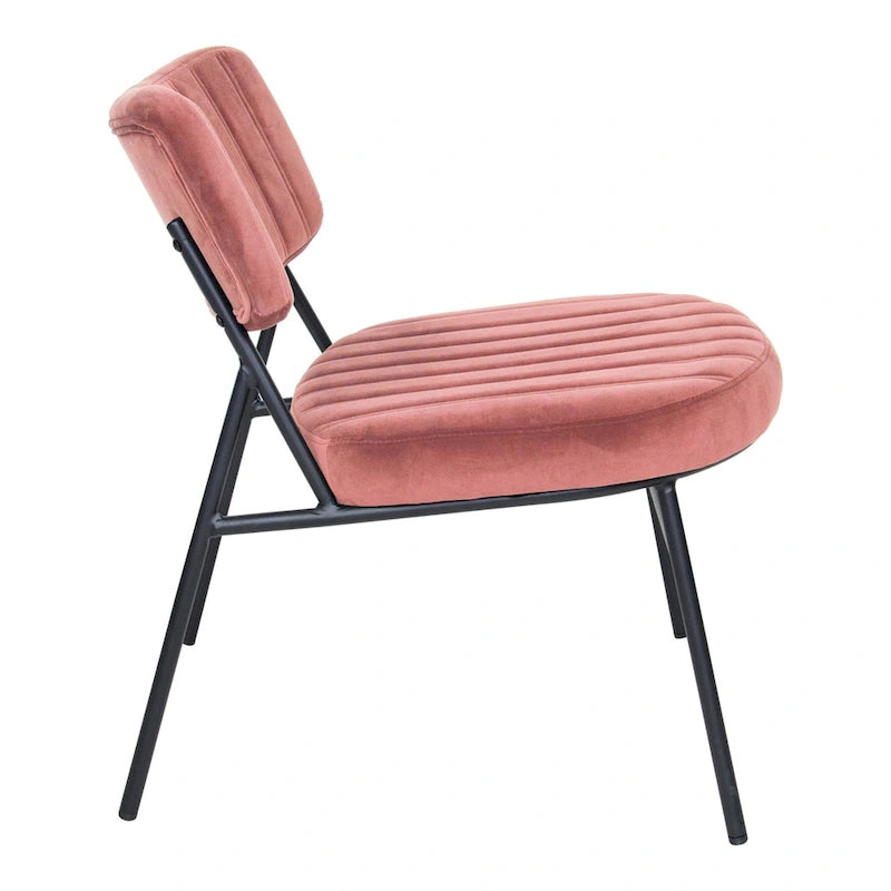 Lot de 2 fauteuils d'appoint en velours - Fauteuil rembourré moderne du milieu du siècle